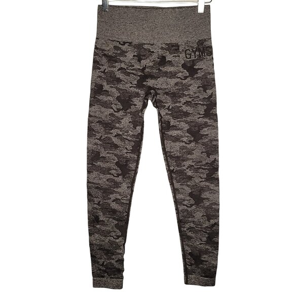 Gymshark Adapt Seamless High Waisted Womens Camo Leggings Size Small Gray Black - Picture 1 of 7